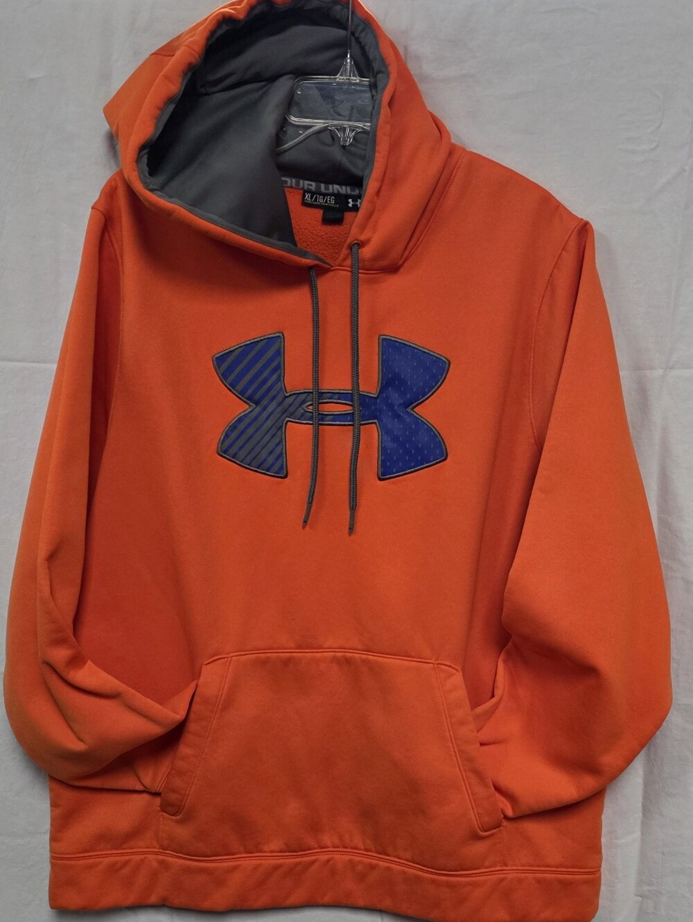 Under Armour Men’s Orange Hoodie with Navy Logo